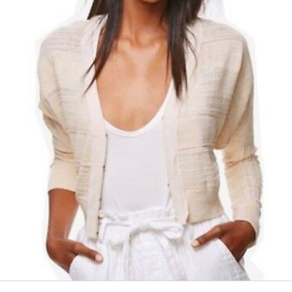 Free People Cream cropped batwing cardigan